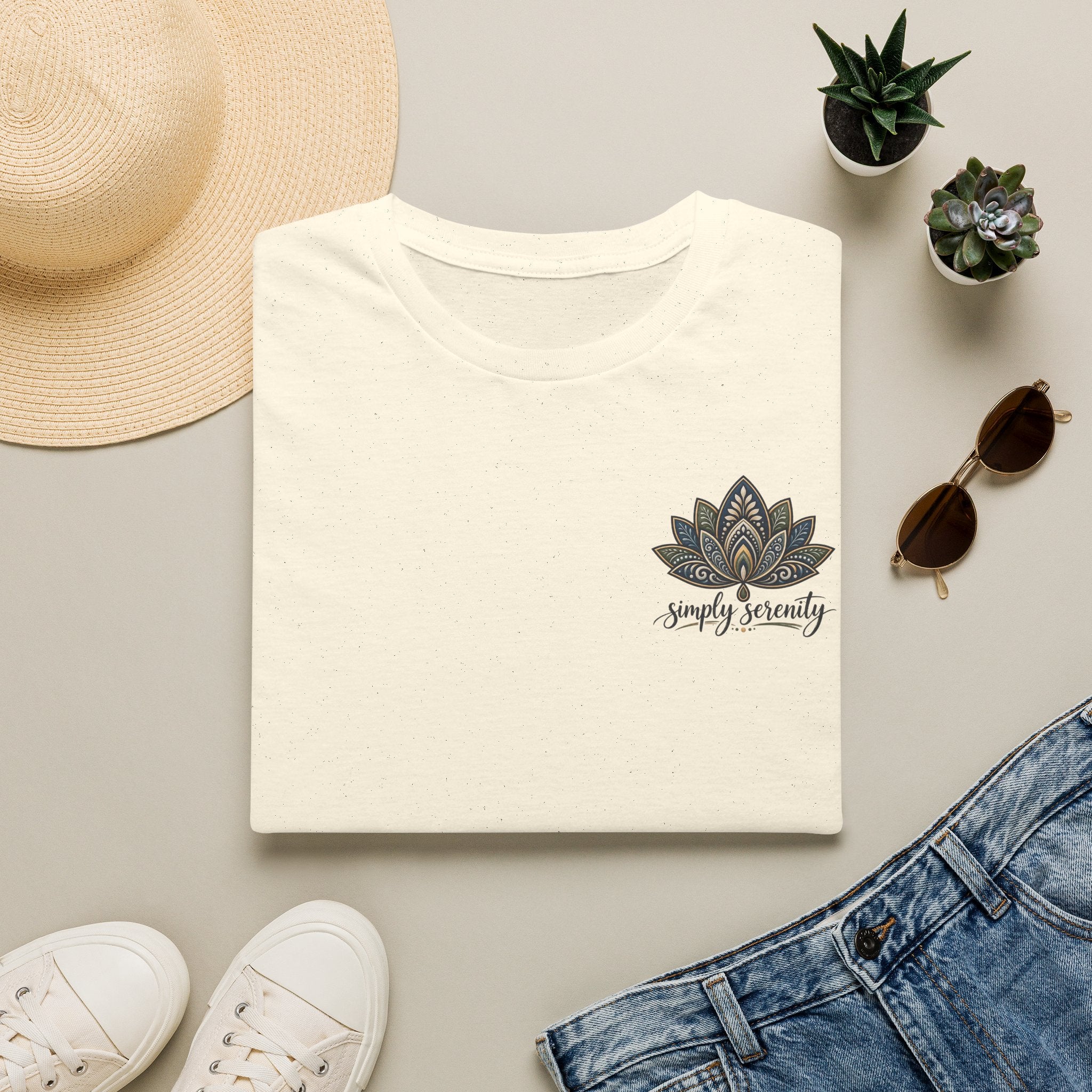 Simply Serene Lotus T-Shirt — Minimal Floral Chest Logo