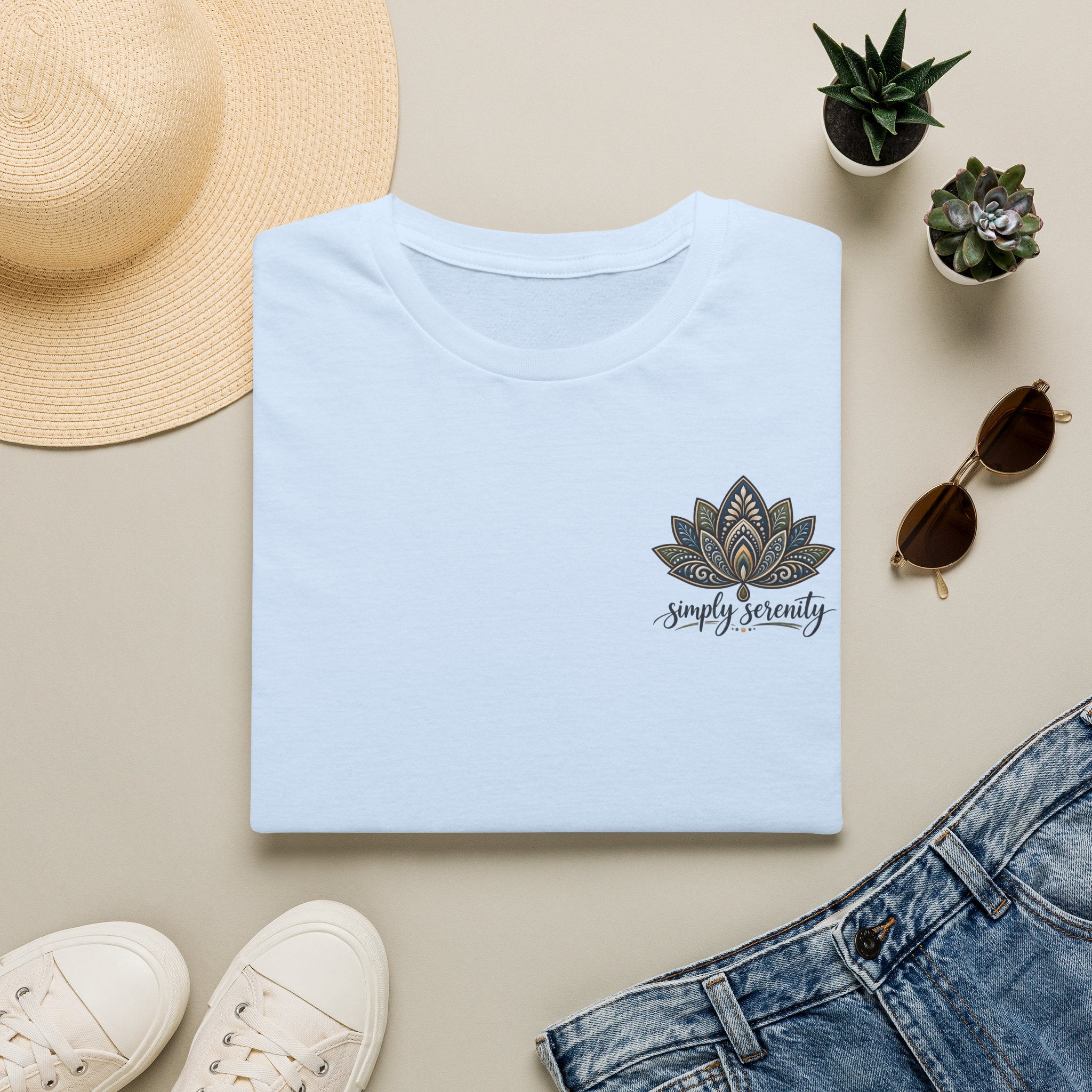 Simply Serene Lotus T-Shirt — Minimal Floral Chest Logo