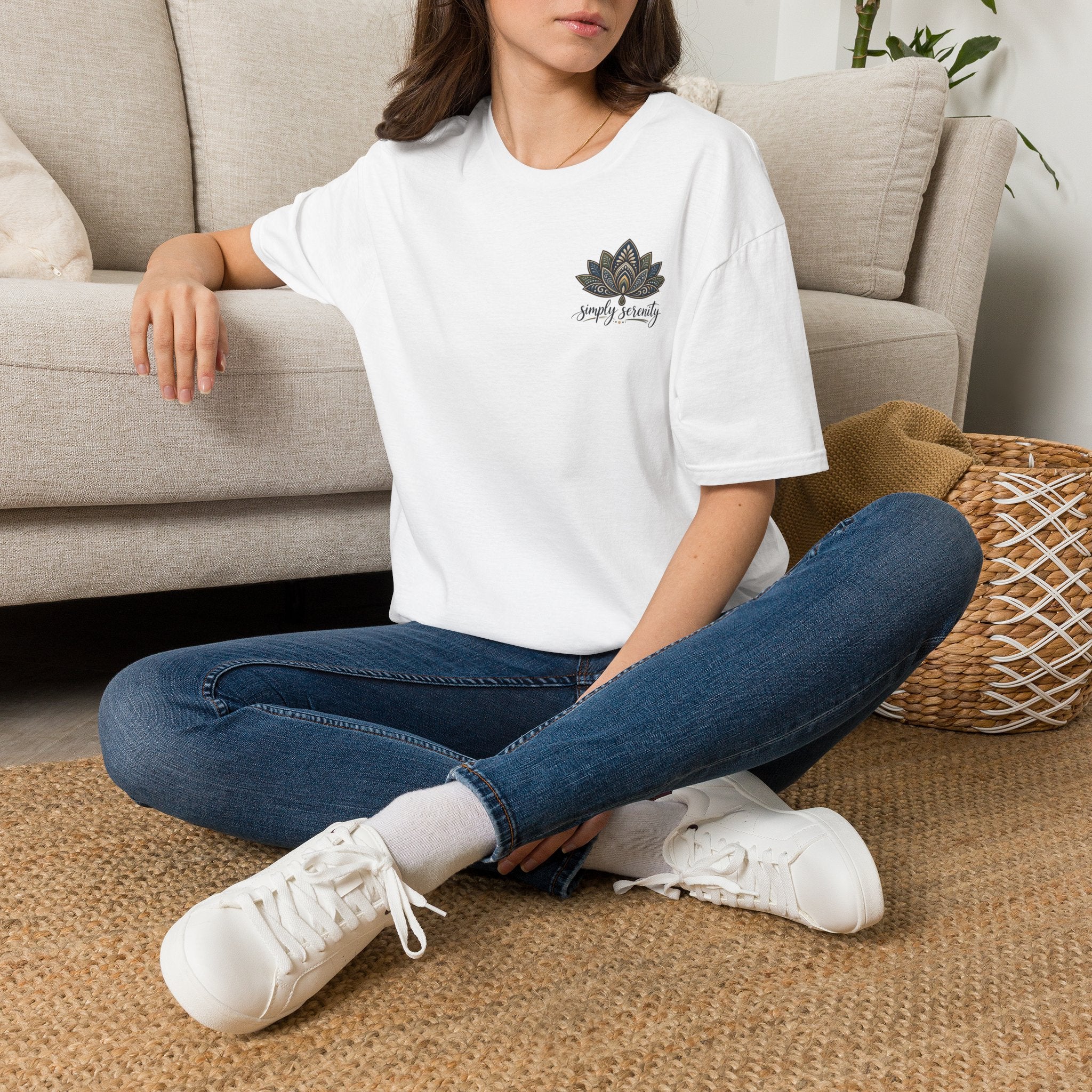 Simply Serene Lotus T-Shirt — Minimal Floral Chest Logo