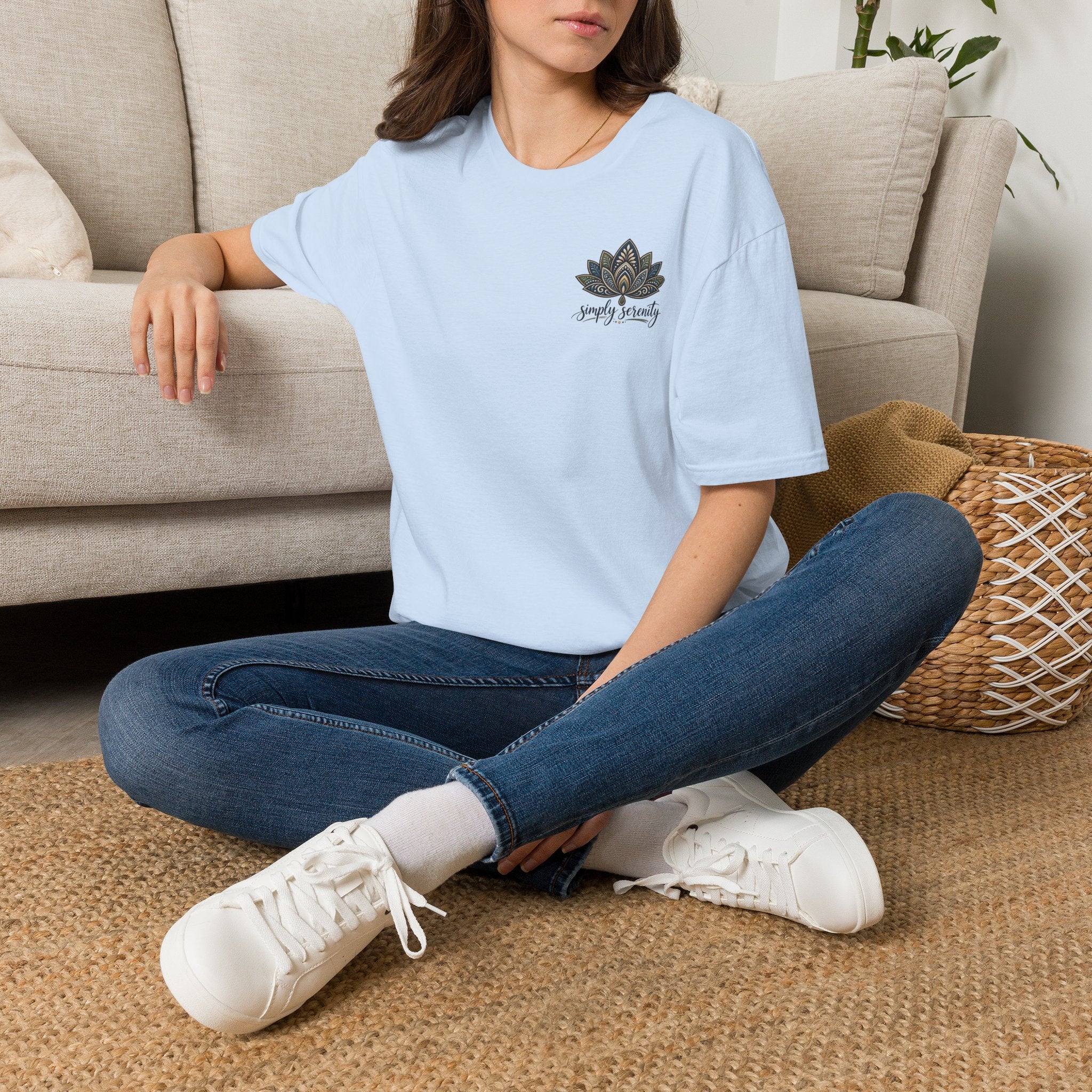 Simply Serene Lotus T-Shirt — Minimal Floral Chest Logo