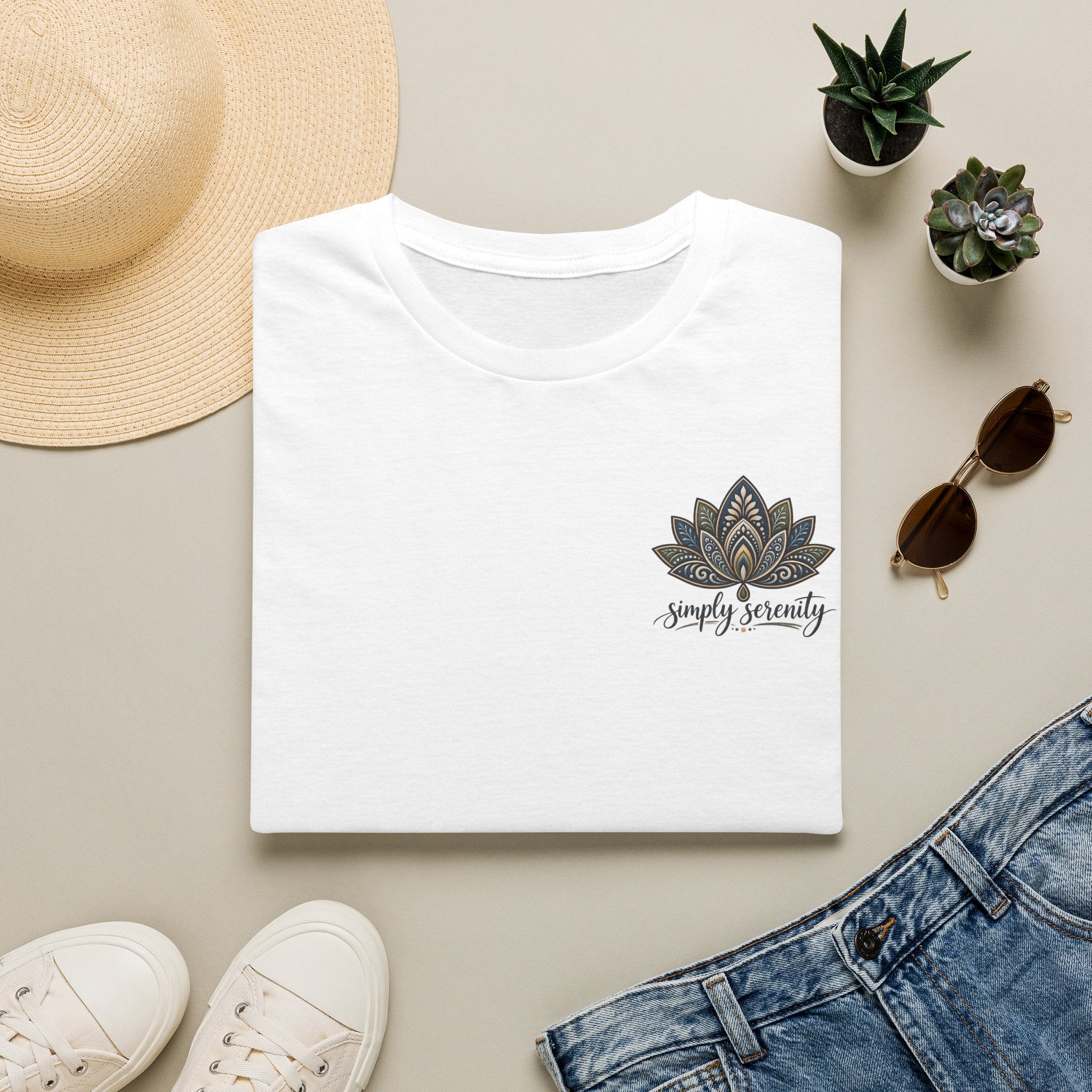 Simply Serene Lotus T-Shirt — Minimal Floral Chest Logo