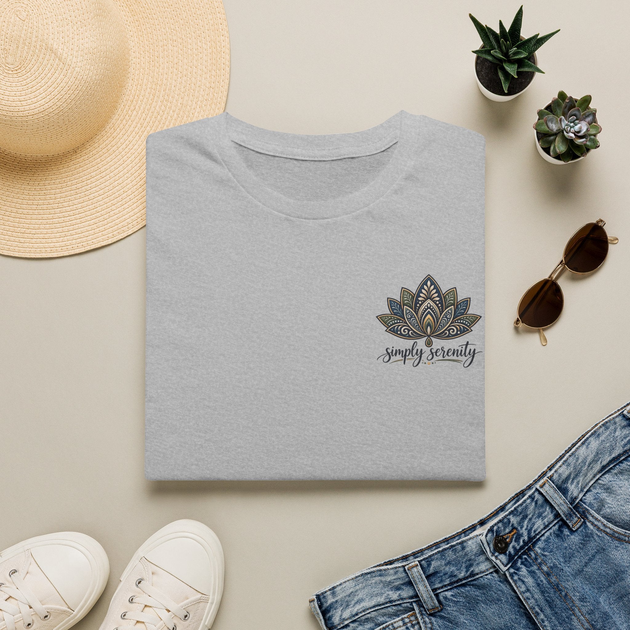 Simply Serene Lotus T-Shirt — Minimal Floral Chest Logo